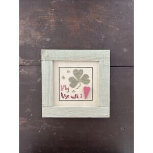 Hand Stitched- Lucky Those With A heart - Framed In Wood, No Glass